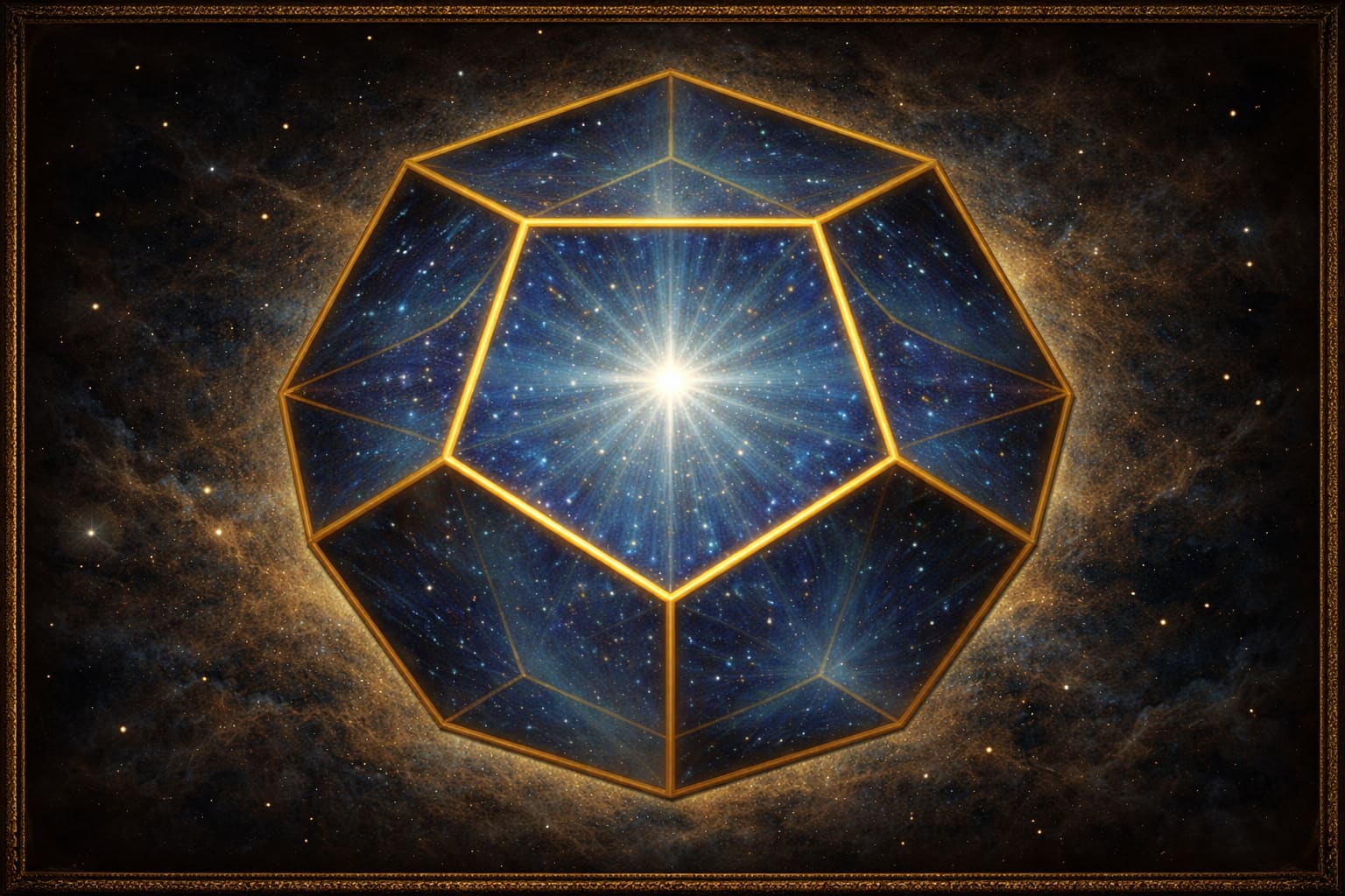 Dodecahedron solid of cosmos, quintessence, and integrative totality in harmonic geometry and operative vision