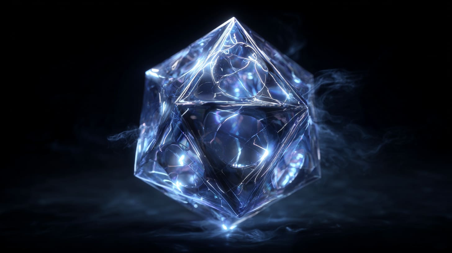 Icosahedron in harmonic geometry representing Water, flow, and adaptive continuity