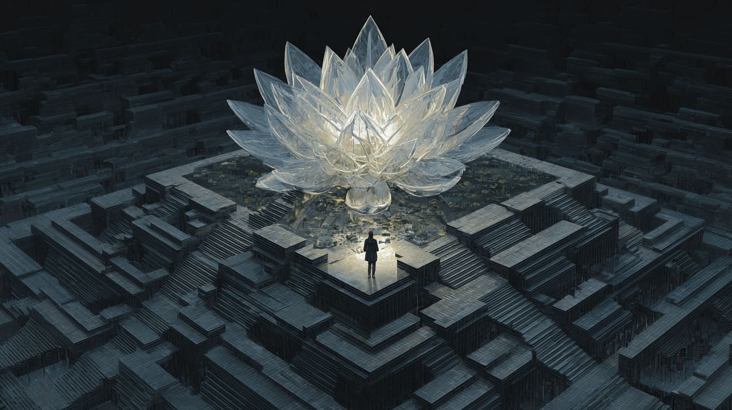 Crystalline Flower emergence in lattice initiation