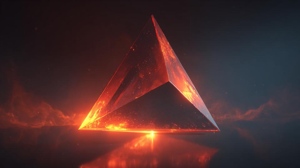Tetrahedron in sacred geometry representing fire, initiation, and transformation